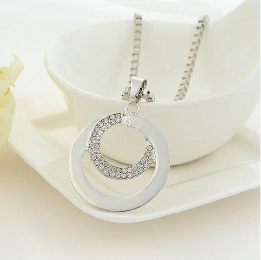 925 Silver Classical Double Round Necklace