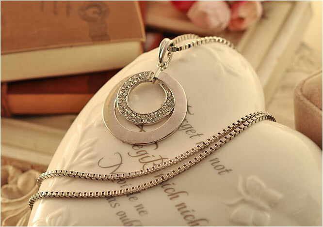 925 Silver Classical Double Round Necklace