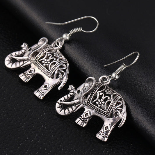 Carve Vintage Elephant Dangle Earrings