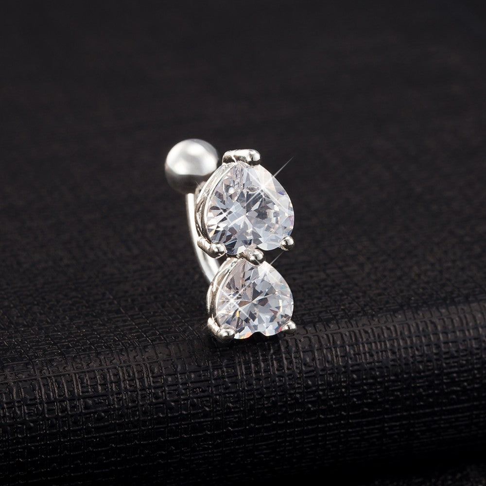 Exquisite Double Heart Belly Dangle