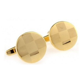 Perfect Round Gold Check Cufflinks