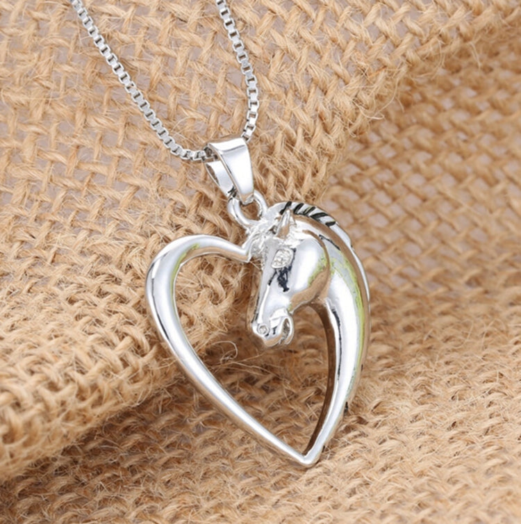 925 Silver Charming Horse Pendant Necklace