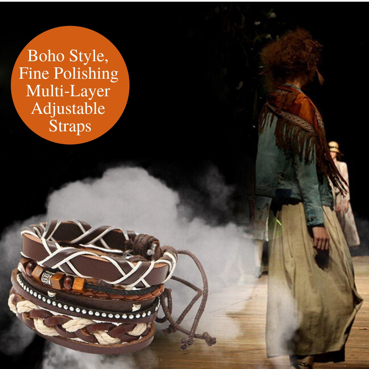 Fashionable Bohemian Vintage Style Braided Rope Leather Bracelet