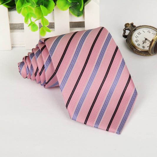 Savvy Pink Blue Striped Necktie