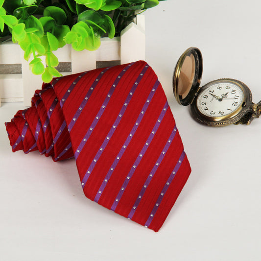 Casual Red Purple Striped Necktie