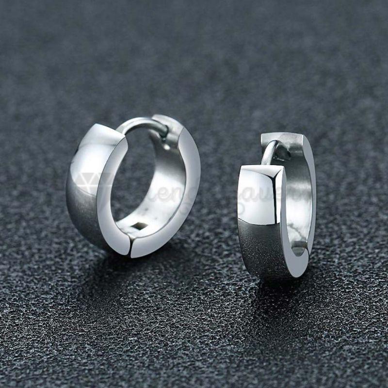 Simple Stainless Steel Silver Small Hoop Huggie Earrings for Men Women