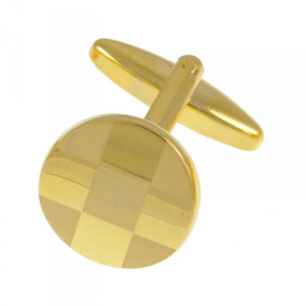 Perfect Round Gold Check Cufflinks