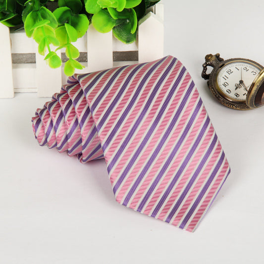 Pleasant Purple And Pink Striped Necktie