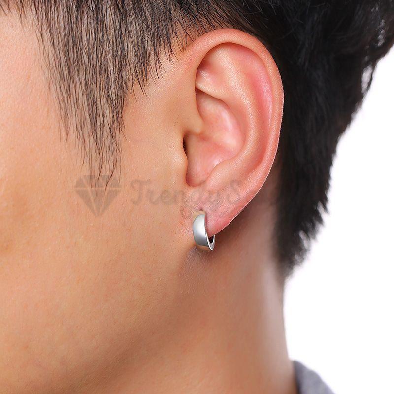 Simple Stainless Steel Silver Small Hoop Huggie Earrings for Men Women