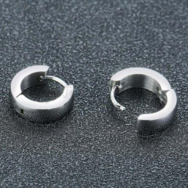 Simple Stainless Steel Silver Small Hoop Huggie Earrings for Men Women